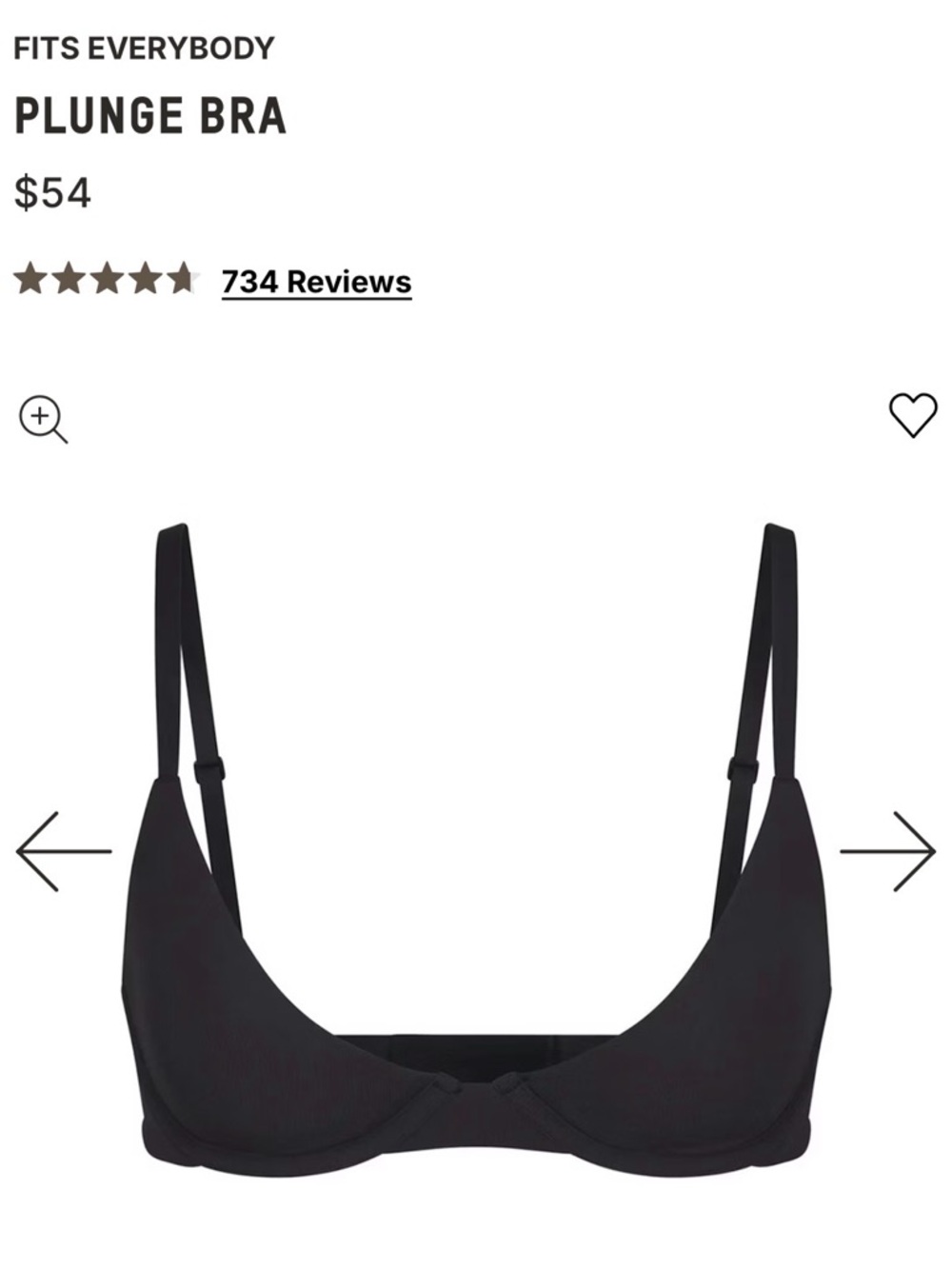 SKIMS Black Plunge Bra